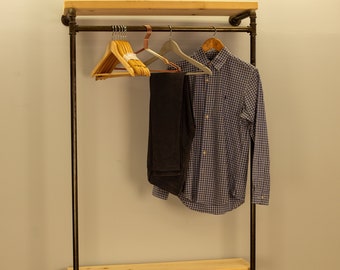 3 Tiered shelf clothing rack, Wall  Mounted Clothing Rack, Industrial Pipe Clothing Rack, Heavy-Duty Garment Rack, Coat Rack, retail display