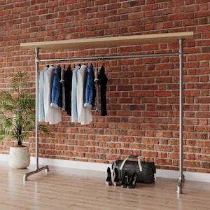 Free Standing Clothing Rack With Shelf Handmade Industrial Pipe Clothes Rail Garment Rack With Coat Rack Clothing Rack rail Etsy UK