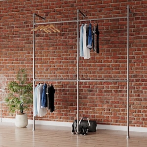 Industrial Clothes Rack - Galvanized Clothing Rail - Garment Rack - Industrial Pipe Clothing Storage - Shop Display