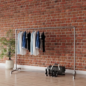 Freestanding Industrial Clothes Rack | Galvanised Pipe Garment Rail | Heavy Duty Clothing Display Rack | Custom Sizes | Fast Dispatch