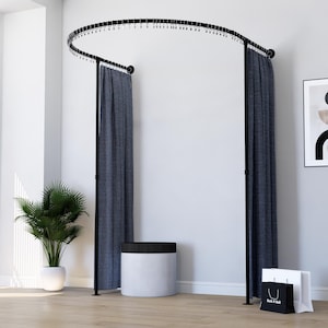 Custom Wall-Mounted Curved Changing Room Curtain Rail | Semi-Circle Boutique Fitting Room Frame | Retail Dressing Booth | Pipe Curtain Rod