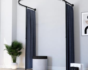 Custom Wall-Mounted Curved Changing Room Curtain Rail | Semi-Circle Boutique Fitting Room Frame | Retail Dressing Booth | Pipe Curtain Rod