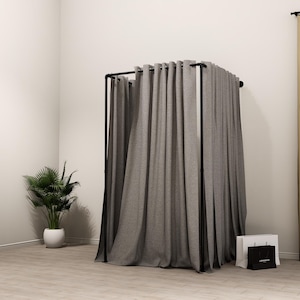 Wall-Mounted Rectangular Changing Room Curtain Rail | Boutique Fitting Room Rod | Retail Dressing Booth Frame | Industrial Pipe Design