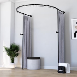 Curved Wall-Mounted Changing Room Curtain Rail | Semi-Circle Fitting Room Frame | Boutique Dressing Area | Space-Saving Pipe Curtain Rod