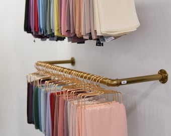 Industrial Wall Mounted Hanging Rail | Galvanised Steel Clothes Rack | Retail Display Rail | Space-Saving Garment Storage | Custom Size