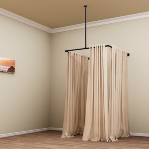 Ceiling & Wall Mounted Changing Room Curtain Rail | Industrial Pipe Fitting Room Frame | Retail Dressing Area | Boutique Curtain Rod