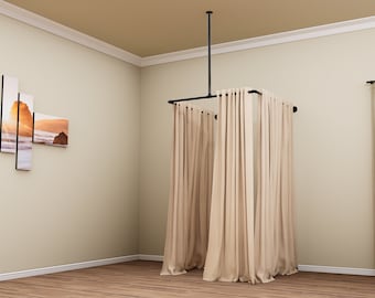 Ceiling & Wall Mounted Changing Room Curtain Rail | Industrial Pipe Fitting Room Frame | Retail Dressing Area | Boutique Curtain Rod