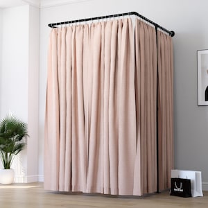U-Shaped Changing Room Curtain Rail | Wall & Floor Mounted Pipe Frame | Boutique Fitting Room | Modern Retail Dressing Booth | Custom Sizes