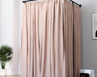 U-Shaped Changing Room Curtain Rail | Wall & Floor Mounted Pipe Frame | Boutique Fitting Room | Modern Retail Dressing Booth | Custom Sizes