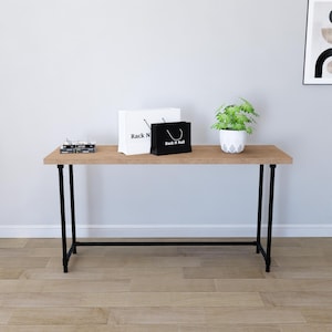 Industrial Pipe Table Legs with Caps, DIY Steel Furniture Legs, Rustic Modern Desk Base
