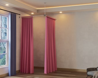 Lucite Changing Room Curtain Rail | Wall & Ceiling Mounted Fitting Booth | Boutique Dressing Room Frame | Clear Acrylic Curtain Rod
