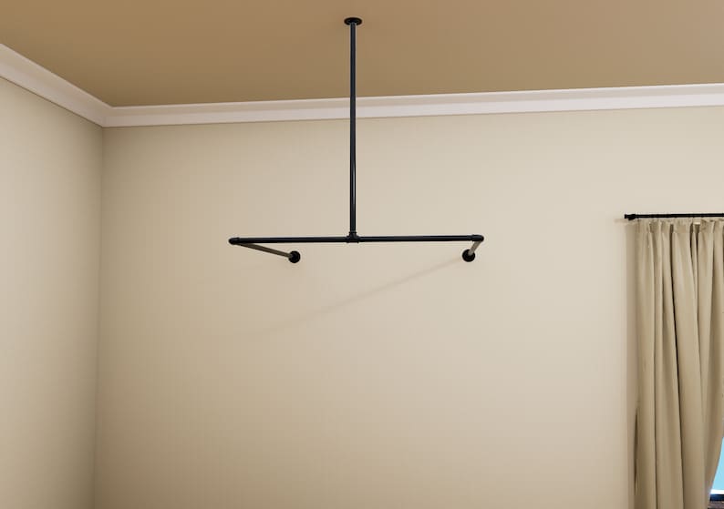 Riel para cortina de probador de techo y pared / Estructura industrial para probadores / Vestidores para tiendas / Barra para cortina de boutique imagen 6
