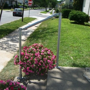 Outdoor Industrial Pipe Handrail | Free-Standing Stair Railing | Waterproof Galvanized Steel Safety Rail | Mobility Support | Custom Size