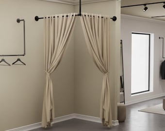 Riel para cortina de probador de pared y techo / Estructura para probador minorista / Barra de cortina de tubo resistente / Solución para vestidores de boutique