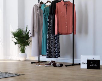 Industrial Pipe Clothing Rack | Handmade Garment Rail | Freestanding Clothes Rack | Clothing Storage Display | Custom Size | Fast Delivery