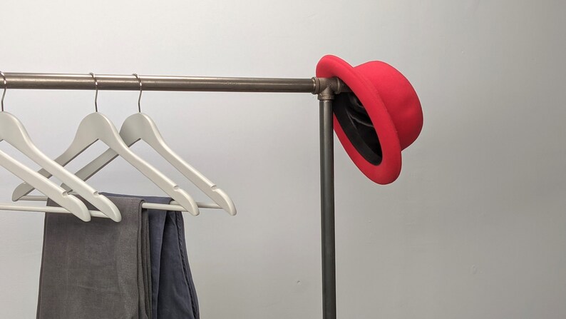 Metal Pipe Clothing Rack Made to Order Garment Rack Free Standing Clothes Storage with Hooks Industrial Pipe Clothing Rack image 4
