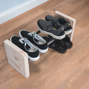 One-Tier Industrial Shoe Rack | Wood & Pipe Shoe Storage | Minimalist Entryway Organizer | Vintage Metal and Wood Shoe Stand | Handmade Rack