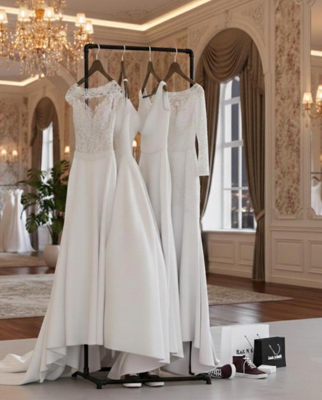Freestanding Steel Clothing Rack: Boutique Display, Custom Size, Flat ...