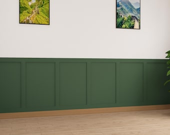 Wall Panelling Kit Shaker Style Moisture-Resistant Paintable HDF Wood Wall Mounting Kit Extending - Panelling Strips DIY 3D Wall Panel Kit