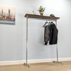 Freestanding Clothing Rack with Top Shelf | Industrial Pipe Garment Rail | Handmade Clothes Rack | Custom Size | Home & Retail Display