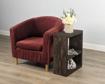 Rustic end table with two shelves Side Table - Handcrafted Solid Wood, Multiple Finishes and sizes, Perfect as a Stylish End Sofa Table