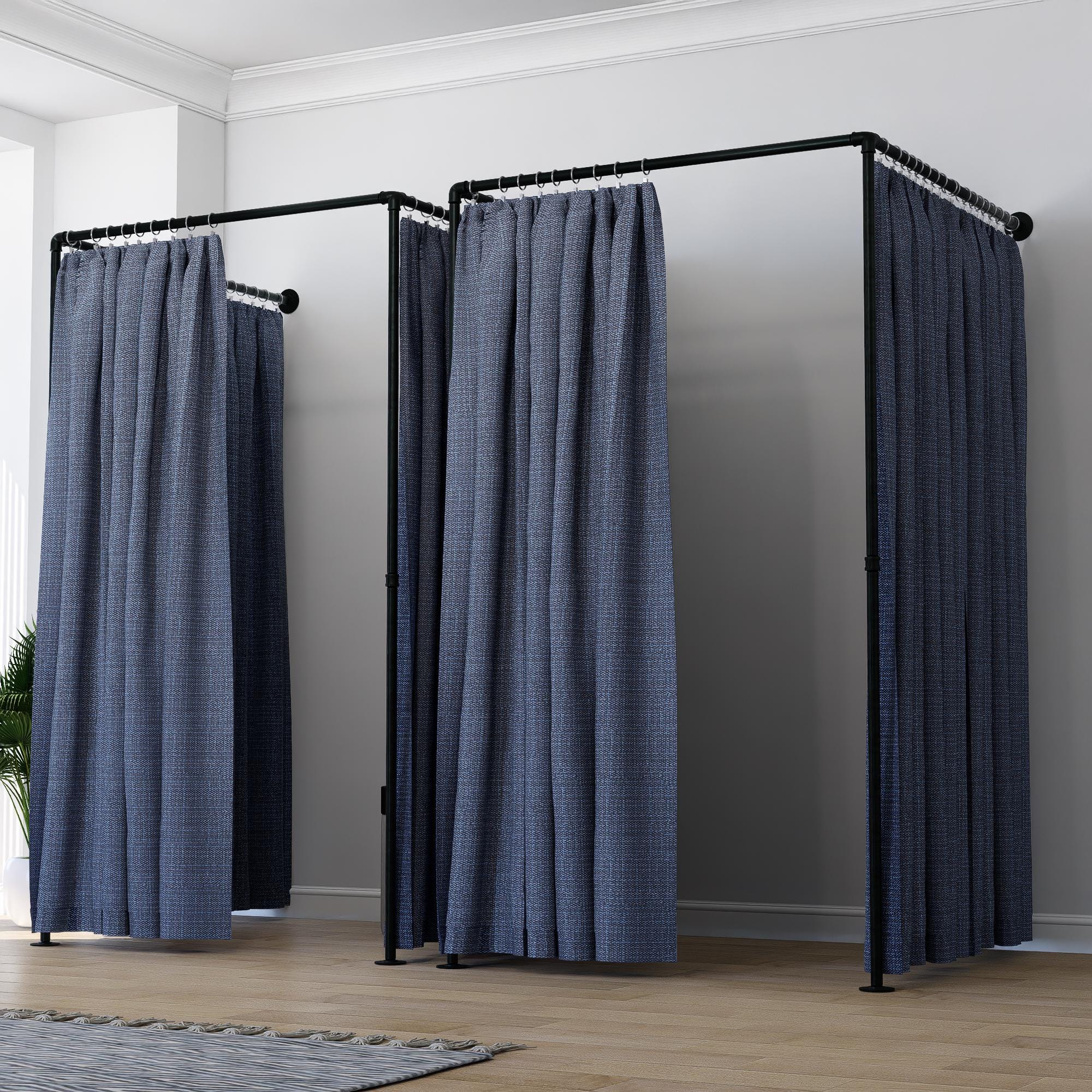 Changing Room Rods Double Changing Room Curtain Rail | Retail Dressing Room Frame ...