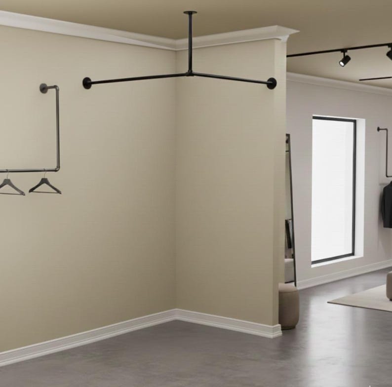 Changing Room Rods Wall & Ceiling Mounted Changing Room Curtain Rail | Retail Fitting Room ...