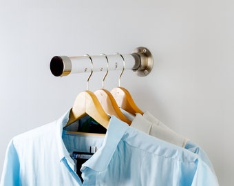 Lucite Wall-Mounted Clothes Rack with Projection Hook | Clear Acrylic Garment Rail | Modern Closet Organizer | Boutique Display Rod