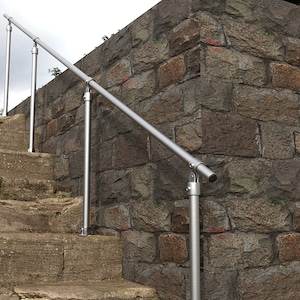 Outdoor Industrial Pipe Handrail | Heavy Duty Free-Standing Stair Railing | Variable Angle | Waterproof Garden Mobility Support Rail