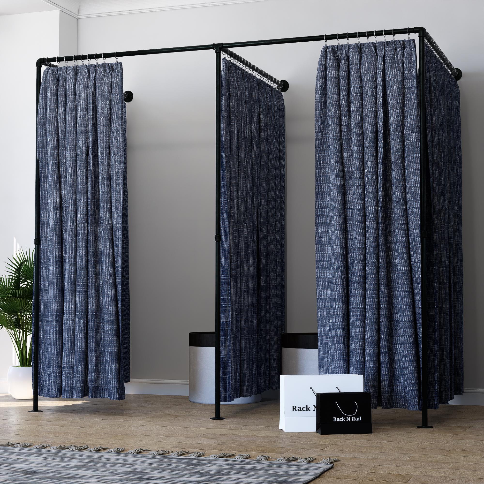 Changing Room Rods Double Changing Room Curtain Rail - Sturdy and Stylish Fitting Room ...