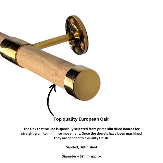 Corrimano In Legno Per Scale - 40,6cm Con Staffe Metalliche - Per Anziani E Sicurezza