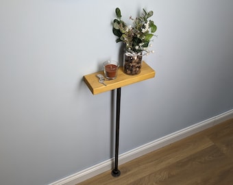 Tavolo consolle industriale da parete 22x3,5 cm / Mensola sottile per termosifone / Tavolo da ingresso in legno di recupero / Design con gambe tubolari