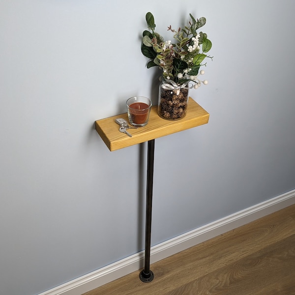 Mesa consola industrial de madera 23x4 / Mesa de pasillo delgada con patas de tubería industrial / Estante para radiador / Montado en la pared