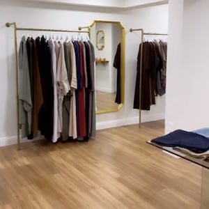 Gold Wall Mounted Clothing Rack | Heavy Duty Pipe Garment Rail | Boutique & Bridal Display | Powder Coated | Industrial Style | Custom Size