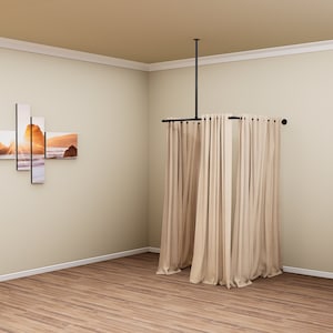 Riel para cortina de probador de techo y pared / Estructura industrial para probadores / Vestidores para tiendas / Barra para cortina de boutique imagen 2