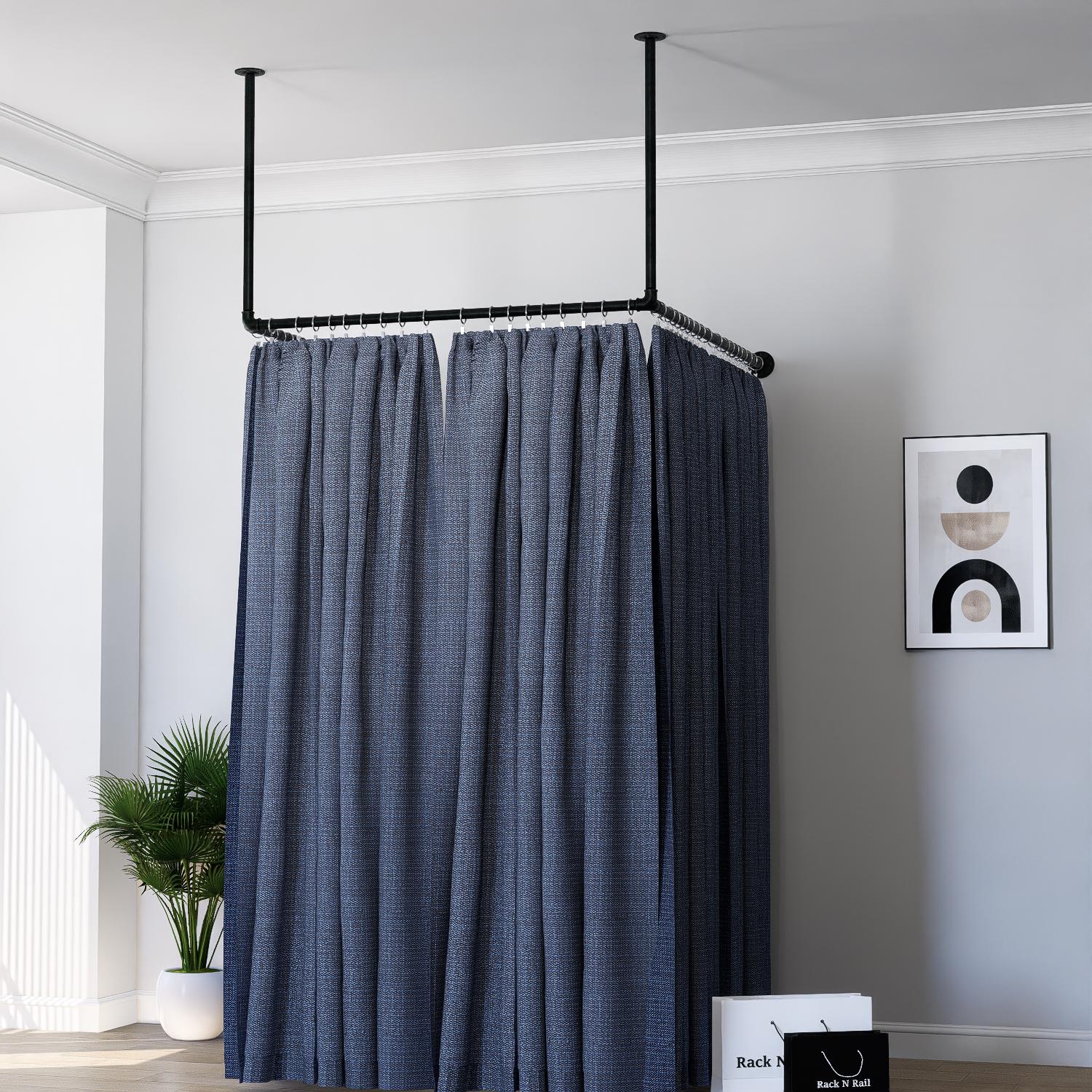 Changing Room Rods Ceiling Mounted Changing Room Curtain Rail | Retail Dressing Booth ...