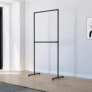 Free-Standing Double Clothing Rack – Heavy-Duty Solid Steel Tube Garment Rail for Home or Retail Display, Custom Sizes Available
