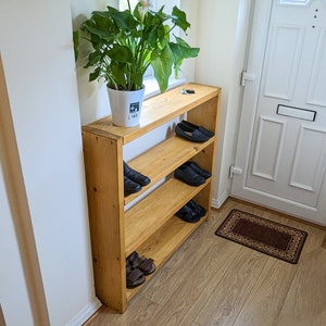 Industrial Shoe Rack with Entryway Bench | Tiered Wood Shoe Organizer | Boot Storage Solution | Rustic Hallway Bench with Shelves