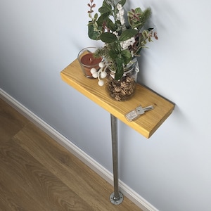23x4cm Galvanised Industrial Console Table | Slim Wooden Hallway Table | Radiator Shelf | Reclaimed Wood | Pipe Leg Entryway Shelf