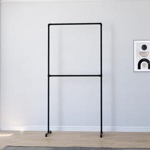 Free-Standing Double Clothing Rack – Heavy-Duty Solid Steel Tube Garment Rail for Home or Retail Display, Custom Sizes Available