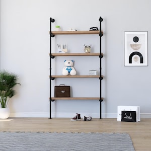 Industrie Wandregal mit Altholz | Gestufte Regal An der Wand befestigter Schrank-Lagerung | Aufbewahrung im Loft Style