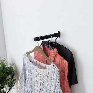 Modern Minimalist Wall Mounted Clothing Rack | Pipe Ladder Garment Rail | Stylish Vertical Storage for Clothes & Accessories | Custom Size