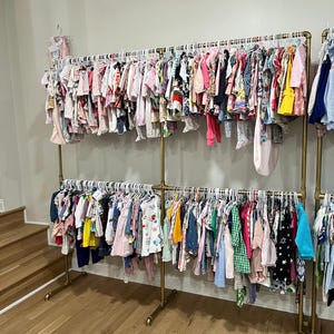 Heavy Duty Double Clothing Rack | Freestanding Industrial Pipe Garment Rail | Metal Clothes Rack | Custom Size | Retail or Home Storage