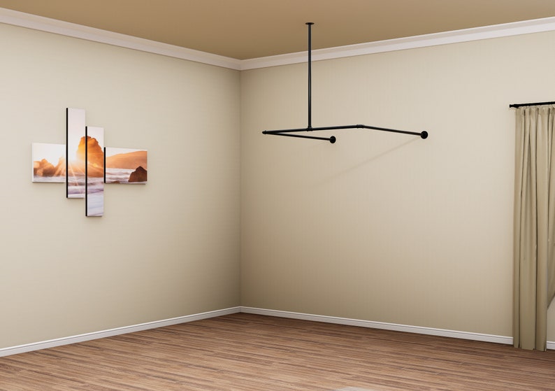 Riel para cortina de probador de techo y pared / Estructura industrial para probadores / Vestidores para tiendas / Barra para cortina de boutique imagen 4