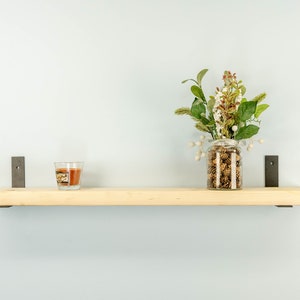 Reclaimed Wood Farmhouse Shelf | Rustic Wall Shelf with Industrial Flat Steel Brackets | Handmade Wooden Wall Storage | Custom Sizes
