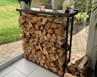 Wood Holder Rack | Industrial Firewood Stand | Fireside Log Holder | Fireplace Accessories