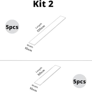 May include: Kit 2 of wooden craft sticks.  The kit includes 5 pieces of 120 cm long sticks and 5 pieces of 50 cm long sticks. Each stick is 10 cm wide.