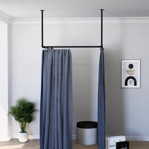 Ceiling Mounted Changing Room Curtain Rail | Retail Dressing Booth Frame | Shop Fitting Room Divider | Sturdy Industrial Pipe Curtain Rod