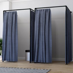 Double Changing Room Curtain Rail | Retail Dressing Room Frame | Clothes Shop Fitting Room Divider | Rods Included | Custom Sizes Available
