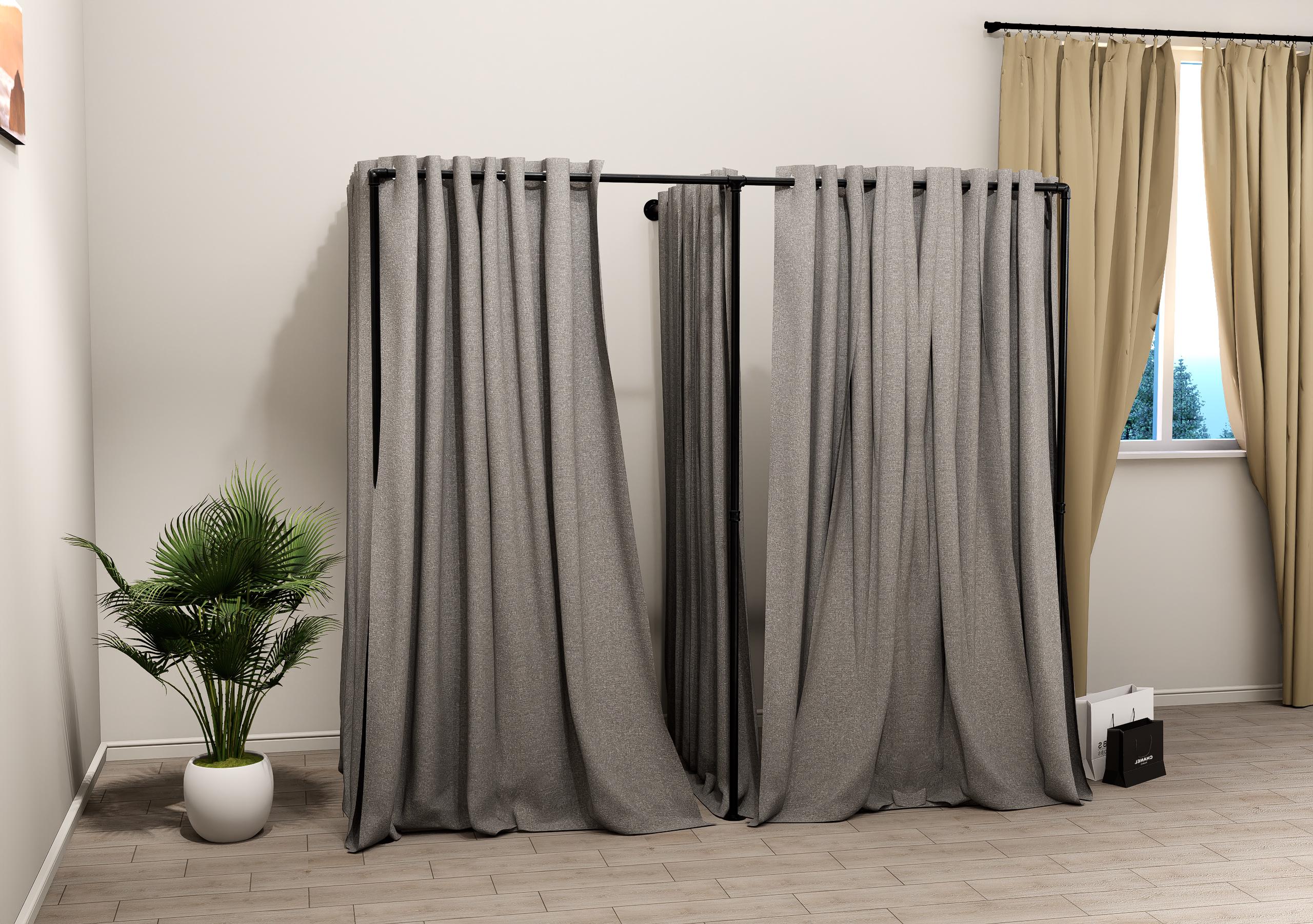 Changing Room Rods Dual Changing Room Curtain Rail Set | 2-bay Retail Fitting Room System ...